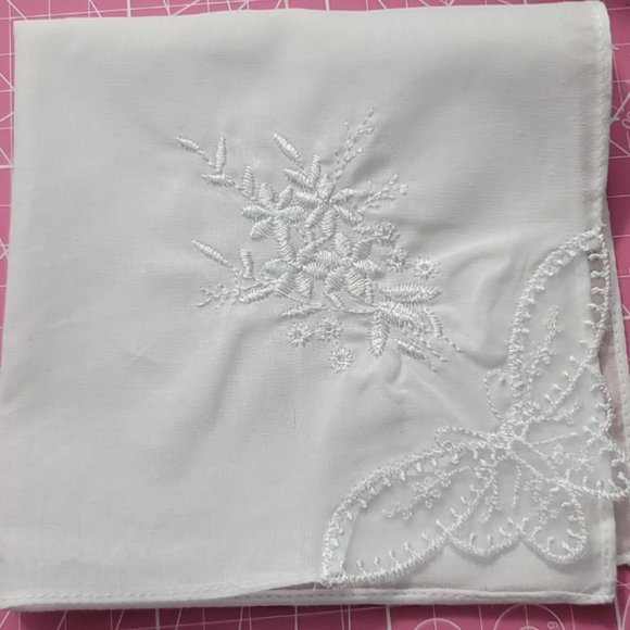 Embroidered Butterfly Handkerchief - Picture 2 of 2